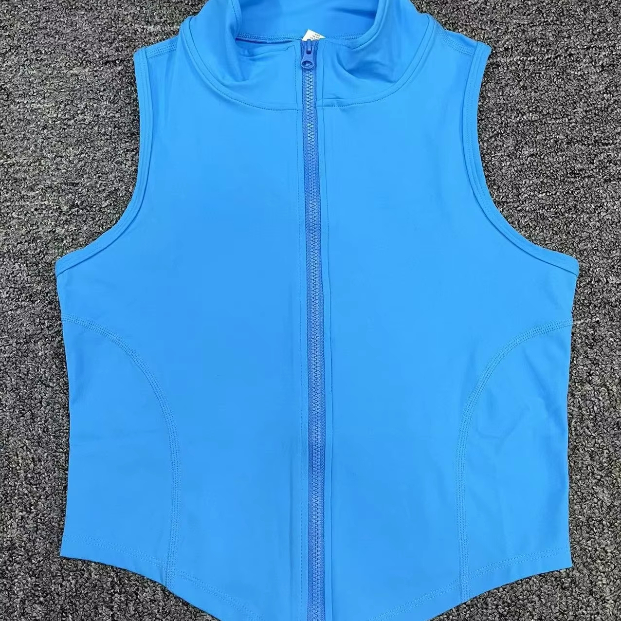 Nylon Spandex Sleeveless Sports Jacket Women's Stand Collar Zipper Quick Dry Yoga Top Running Training Vest