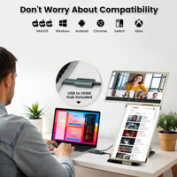 Moniteur portable S6 de 15,6 pouces pour le jeu, écran IPS double extensible vertical réglable, interface de type C, haut-parleur intégré