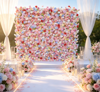 Mur floral artificiel rose en tissu 5D à enrouler pour décoration de mariage, événements extérieurs, fêtes et cabines photo