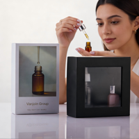 Boîte cadeau en carton rigide recyclable avec fenêtre transparente en PET, personnalisable avec logo imprimé, pour ensemble cosmétique ou œuvres d'art faites à la main