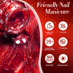 Gel magnétique pour ongles effet œil de chat, 42 couleurs, perles de verre, 15 ml, rouge brun brillant, pour salon de manucure, DIY, vente en gros - Product Image 3