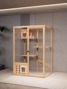 Grande Cage Intérieure Spacieuse pour Animaux de Compagnie, Enclos Métallique Respirant pour Chats, Maison de Jeu Multi-Niveaux pour le Repos et l'Activité, Villa pour Chats - Product Image 4