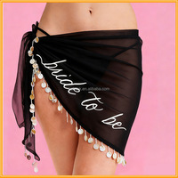 Robe de plage en mousseline brodée avec motif lettres, 1 pièce, pour femme, idéale pour les enterrements de vie de jeune fille et les accessoires de plage
