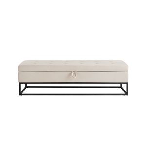 Banc de lit DB 58.6 \ "velours beige avec base en métal et meubles de rangement pour salon - Product Image 5