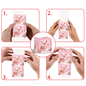 กล่องของขวัญขนมตกแต่งคริสต์มาสสีชมพูใหม่ปี 2024 กระดาษห่อของขวัญขนาด 70 มม. ลายซานตาคลอส มนุษย์หิมะ กวางเอลค์ สำหรับบรรจุขนม ของตกแต่งงานปาร์ตี้ - Product Image 5