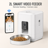 Distributeur automatique intelligent de nourriture pour animaux de compagnie 2L avec caméra WiFi, écran LCD, nettoyage facile, programmable, pour chats et chiens, bol en acier inoxydable, prise US EU UK