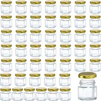 Grosir Pabrik 45ml/1.5oz Souvenir Pesta Stoples Kaca Heksagonal Mini untuk Madu dengan Tutup Emas