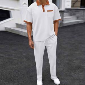I-0641 Hot Sale Plus Size Men's Sets High Quality Eco-Friendly Button Collar Short Sleeve Soft Solid Spandex/Cotton Formal <b>Pants</b> - Product Image 2