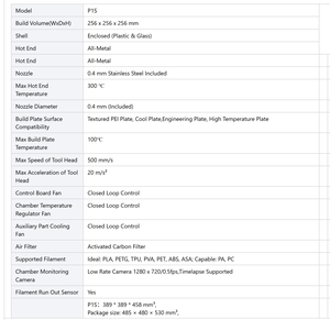 Impresora 3D de Escritorio Original P1S, Alta Velocidad 500mm/s, Núcleo Cerrado Core-XY, FDM, Conectividad USB Automática, Compatible con PLA, 1 Año de Garantía - Product Image 5