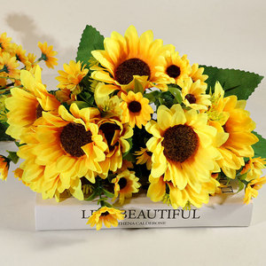 <span class=keywords><strong>Fleur</strong></span> artificielle de tournesol en soie lumineuse pour la décoration florale de scène de mariage, aménagement paysager extérieur et table de signature de mariage - Product Image 2