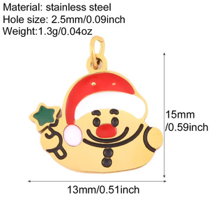 Nouveaux accessoires de bijoux en acier inoxydable, série de Noël DIY, pendentif mignon de Père Noël pour la création de breloques de bijoux - Product Image 5