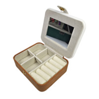 LG7312 Boîte à bijoux de voyage simple faite à la main en cuir PU avec doublure en daim, mini-organisateur, couleur et logo personnalisables, rangement pour femmes et filles
