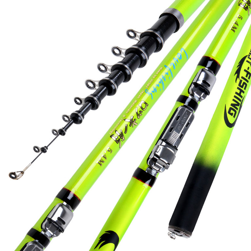 3.6m-6.3m spining saltwater surf portable telescoping pole carp super hard carbon fiber telescopic fishing rod Cana de pescar