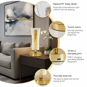 Lampe de table sans fil en acrylique doré, style nordique, rechargeable, créative, minimaliste, simple, pour restaurant, maison, intérieur - Product Image 3