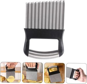 High Quality Manual Stainless Steel Wavy Blade Potato Cutter Fruit <b>Vegetable</b> Potato Chip French Fries Crinkle Cutter - Product Image 2