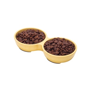 <b>Ceramic</b> Dual Pet Bowl Solid Color Rounded Shape Easy To Clean For <b>Dogs</b> Indoor Use - Product Image 1