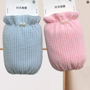 Fundas de Manga de Perlas Color Rojo Vino Sólido para Mujer, Estilo Corto para Otoño e Invierno, que Mantienen el Calor - Product Image 4