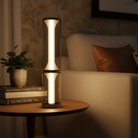 Table électrique moderne minimaliste en métal et verre avec commande par interrupteur LED, CRI 90 élevé, alimentation USB, lumière blanc chaud, protection des yeux, pour la maison