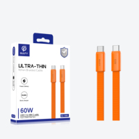 Cable USB-C a USB-C Plano con Diseño Ultrafino Antienredos para Fácil Transporte y Carga en Viajes