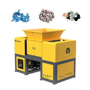 Efficient Twin Shaft Shredder Rubber Fish Net Copper Case Plastic Cable Crushing Machine