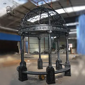 BLVE diseño moderno al aire libre decorativo antiguo jardín Metal pabellón redondo hierro fundido Gazebo