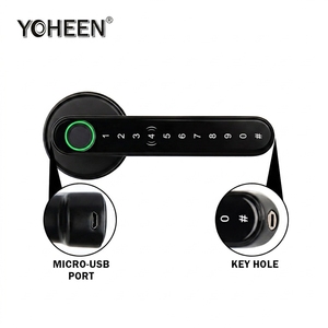 Kunci Pintu Keamanan Wifi APP Ble Ttlock, Kunci Gagang Sidik Jari Pintar Elektronik dengan Kode, Paduan Seng Hitam untuk Pintu Kayu, Cloud 35-55mm - Product Image 5