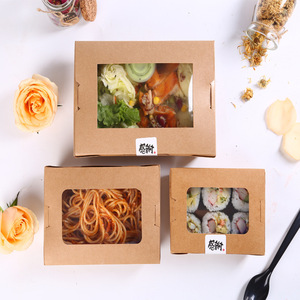 Dùng Một Lần Kraft Giấy Thực Phẩm Container Tùy Chỉnh Hộp Bao Bì Thực Phẩm Hộp Với Rõ Ràng PVC Cửa Sổ - Product Image 5