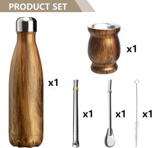 Juego de <span class=keywords><strong>Mate</strong></span> de Acero Inoxidable de Doble Pared con Aislamiento al Vacío, 280ML 500ML, Bombilla, Todo en Uno, Termo Moderno para <span class=keywords><strong>Mate</strong></span> - Product Image 3