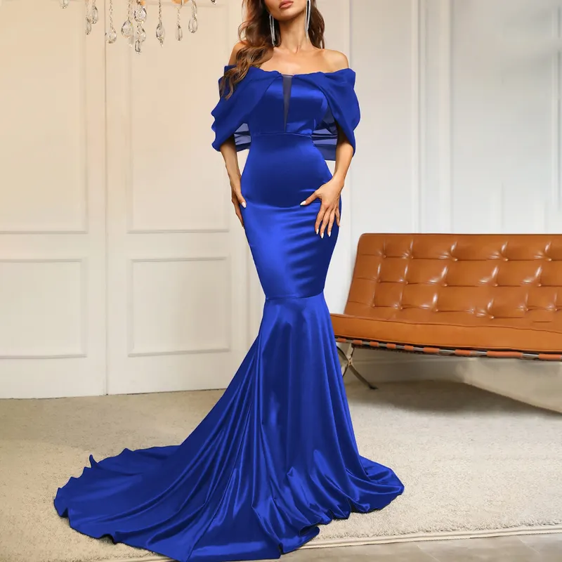 Custom Off Shoulder Prom Dresses Long Gowns For Women Evening Dresses Elegant Satin Luxurious Evening Dresses 2023
