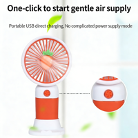 Kipas Mini USB Bentuk Buah Bunga Kartun, Portable, Genggam, Penyangga Ponsel, Dapat Dicetak Logo