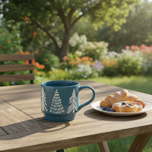 Mug à thé en céramique minimaliste de Noël 400 ml, motif sapin, avec poignée, pour le petit-déjeuner à la maison, cadeau pour couple - Product Image 5