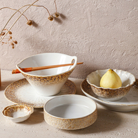 Assiette de Dîner de Restaurant Style Japonais en Porcelaine, Assiette Chapeau de Paille, Assiette à Pâtes, Assiette à Soupe, Assiette Creuse, Vaisselle en Gros