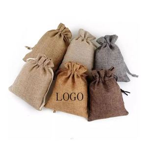 Reusable Jewelry Soap Hemp Burlap Linen Jute Bracelet Pouch Customize Small Jute <b>Drawstring</b> <b>Bags</b> - Product Image 1