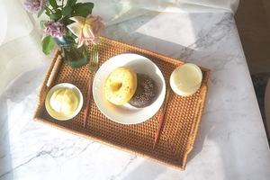 Gran oferta, bandeja de almacenamiento de ratán rectangular Vintage hecha a mano ecológica, fácil de limpiar, organizador de cocina para el hogar, alfombrillas, almohadillas para Decoración - Product Image 4