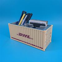 Porte-stylo en forme de conteneur maritime de 20 cm, boîte de rangement, cadeau promotionnel, logo personnalisé, ODM, OEM, livraison DHL