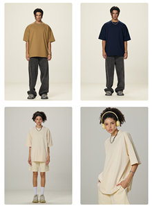 เสื้อยืดคอกลมแขนสั้นทรงหลวมโอเวอร์ไซส์สำหรับผู้ชาย 345G ผลิตจากผ้าฝ้ายถัก 100% เนื้อหนา ลายเรียบ เป็นมิตรต่อสิ่งแวดล้อม - Product Image 4