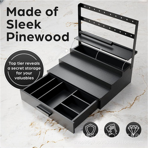 Estante de madera minimalista moderno para uso doméstico, organizador de perfumes de escritorio y caja de exhibición, estantería de madera maciza de varios niveles para productos de cuidado de la piel - Product Image 1