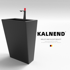 อ่างล้างหน้าทรงสี่เหลี่ยมแบบตั้งพื้นเซรามิก Kalnend แบบรูเดียว ผิวเรียบ สำหรับห้องน้ำ - Product Image 1