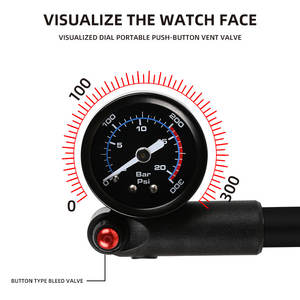 BAIMEI pompa sepeda portabel dengan pengukur tekanan, pompa guncangan udara suspensi depan 300 PSI dengan tombol pelepas udara - Product Image 3