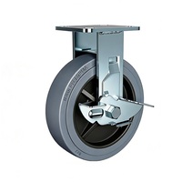 Roue fixe antistatique robuste de 6 pouces (150 mm) en TPR gris avec frein latéral pour chariot