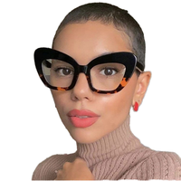 Lunettes de vue tendance surdimensionnées style vintage œil-de-chat léopard, anti-lumière bleue, montures optiques pour ordinateur PC, pour femme, usage quotidien et streetwear