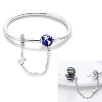 Pulsera de Plata de Ley 925 de 17-20 CM, Diseño Original de Hoja, Trébol, Mariposa y Corazón, Estilo Clásico y Elegante a la Moda para Mujer, para Bricolaje