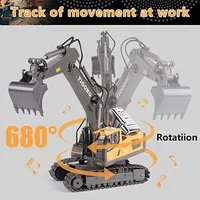 Coche RC 1/20 2.4G de 10 Canales, Excavadora Eléctrica a Control Remoto, Vehículo de Ingeniería de Construcción, Rotación de 680 Grados, Plástico, 30m