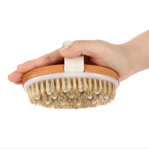 Sıcak satış özel Logo doğal domuzu banyo duş Scrubber eko-sertifikalı ahşap vücut fırçası uzun kuru masaj banyo fırçalar bambu ahşap - Product Image 3