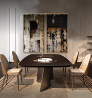 Ensemble de table à manger rectangulaire moderne de grande taille avec 14 chaises, acier inoxydable doré, marbre blanc, durable, respectueux de l'environnement, pour hôtel et villa