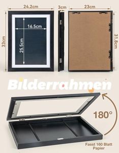 Magnetic Closure <b>8x10</b> Wooden Handmade Display <b>Frame</b> Shatterproof Glass Photo/Painting for Kids' Artworks Modern Home Decoration - Product Image 2