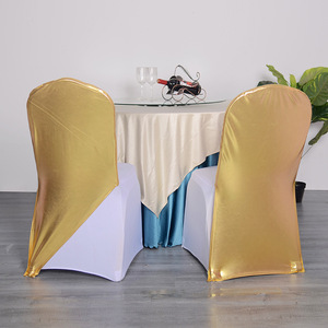 Bright Golden Metallic <strong>Half</strong> <strong>Chair</strong> <strong>Cover</strong> One Leg Bands for Wedding Event Party Decoration Durable Spandex for Hotel Banquet <strong>Chair</strong> - Product Image 4