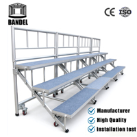 Tribunes portables en aluminium pliables de 1 à 5 rangées avec roues