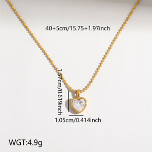 Collana con Pendente in Zircone Novirassine, Placcata in Oro 18K, Catena a Serpente in Acciaio Inossidabile per Donne, Gioielli Geometrici a Goccia e <span class=keywords><strong>Cuore</strong></span> - Product Image 4