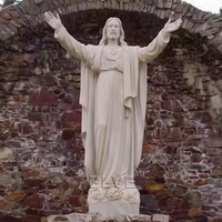 BLVE Église Religieuse Catholique Décoration De Jardin En Marbre Naturel Sainte Famille Statue Marie Joseph Jésus Sculpture